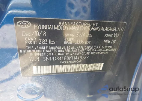 2019 Hyundai Elantra Value Edition from USA, damaged, VIN 5NPD84LF8KH448283